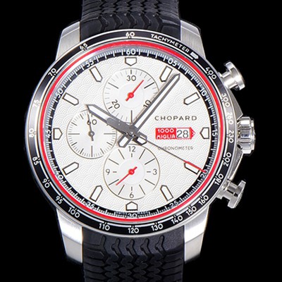 홍콩명품 [쇼파드] 남성용 밀레 밀리아 GTS 크로노그래프 44미리 오토매틱 A7750-2 우레탄줄 화이트다이얼 CHO73553  