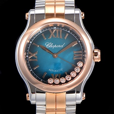홍콩명품 [쇼파드] 여성용 해피 스포츠 오토매틱 ETA2892-2 타입 36mm 래이디스/금장시계 18K로즈골드 블루 다이얼 cho45361  