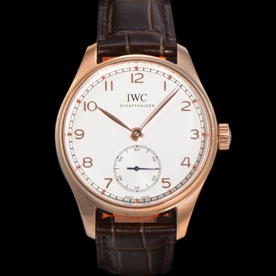 홍콩명품 [아이더블유씨] 남성용 포르투기즈 IW358306 오토매틱 수정형 82200타입 무브 40.4mm 18K 로즈골드 가죽줄 화이트 다이얼  iwc36970  