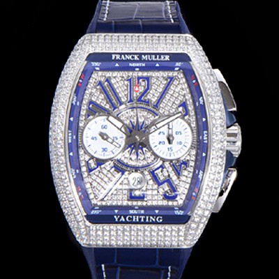 홍콩명품 [프랭크뮬러] 남성용 뉴 사라토거 오토매틱 크로노그래프 A7750-2타입 44mm 보석/다이아셋팅 가죽줄 보석다이얼 fra19026  