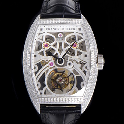 홍콩명품 [프랭크뮬러] 남성용 그랜드 컴플리케이션 8889 TG SQT BR 수동기계식 투어빌론 55mm  보석/다이아 셋팅 가죽시계 스켈래톤 다이얼 fra36485  