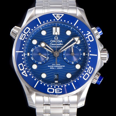 홍콩명품 [오메가] 남성용 씨마스터 디버 300M 코엑시얼 크로노그래프 P. 9900타입 44mm 러버우레탄밴드 블루다이얼   omg98746  