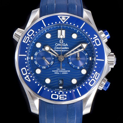 홍콩명품 [오메가] 남성용 씨마스터 디버 300M 코엑시얼 크로노그래프 P. 9900타입 44mm 러버우레탄밴드 블루다이얼   omg54790  