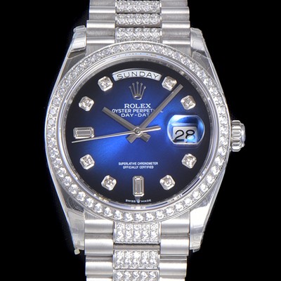 홍콩명품 [로렉스] 남성용 데이데이트 오토매틱 Cal.3235타입 36mm 다이아베젤부착 메탈줄 블루다이얼 rol82304  