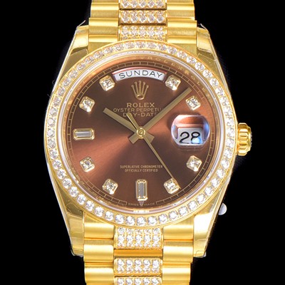 홍콩명품 [로렉스] 남성용 데이데이트 오토매틱 Cal.3235타입 36mm 금장시계 옐루골드 올금 다이아베젤부착 메탈줄 래드다이얼 rol79206  