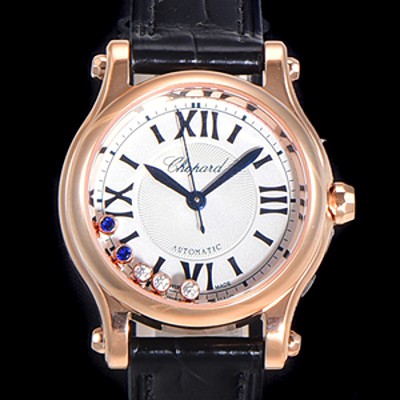 홍콩명품 [쇼파드] 여성용 해피스포츠 다이아몬드 오토매틱 A2892-2 타입 30mm 금장시계 가죽줄 화이트다이얼 cho70316  