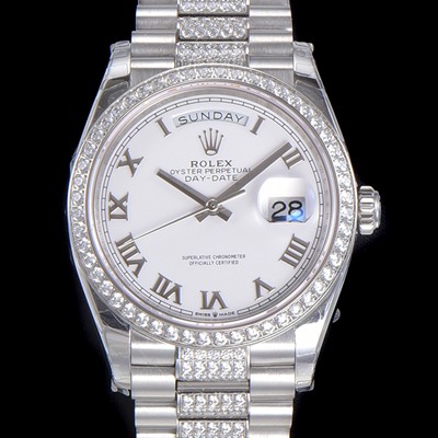 홍콩명품 [로렉스] 남성용 데이데이트 오토매틱 Cal.3235타입 36mm 다이아베젤부착 메탈줄 화이트다이얼 rol46573  