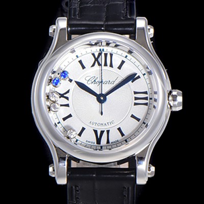 홍콩명품 [쇼파드] 여성용 해피스포츠 다이아몬드 오토매틱 A2892-2 타입 30mm 가죽줄 화이트다이얼 cho15470  