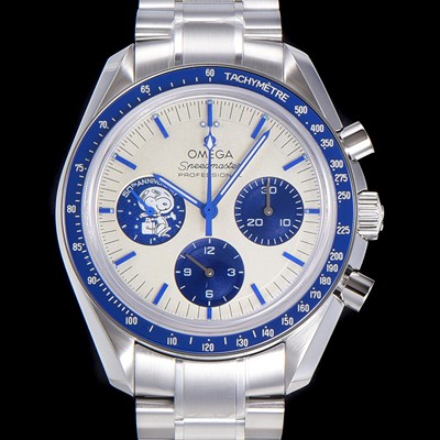 홍콩명품 [오메가] 남성용 스피더마스터 기념시리즈 실버 스누피 어워드 수동기계식 42mm 메탈줄 화이트다이얼   omg46231  