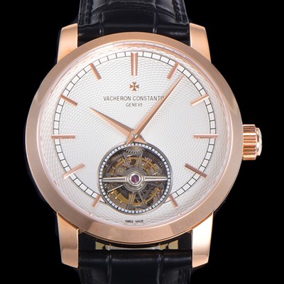 홍콩명품 [바쉐런콘스탄틴] 남성용 트레디셔널 투어빌론 수동기계식 18K 로즈골드 42mm 가죽줄 화이트다이얼 vac78519  