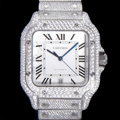홍콩명품 [까르띠에] 남성용 산토스 쥬얼 다이아몬드 셋팅 베젤 40mm 화이트 다이얼 오토매틱 무브먼트 CAR40183  