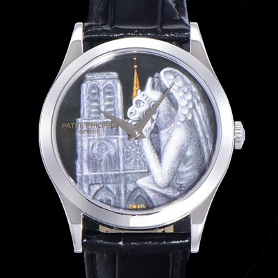 홍콩명품 [파텍필립] 남성용 칼라트라바 5077P 오토매틱 투어빌론 Cal.240타입 38.6미리 가죽줄 에나멜 아크워크 블랙다이얼 pat76842  