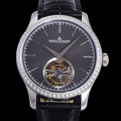 홍콩명품 [예거르꿀트르] 남성용 마스터 그랜드 트레디션 1662451 오토매틱 투어빌론 798타입  42mm 보석다이아드베젤 가죽시계 블랙다이얼   jag82654  