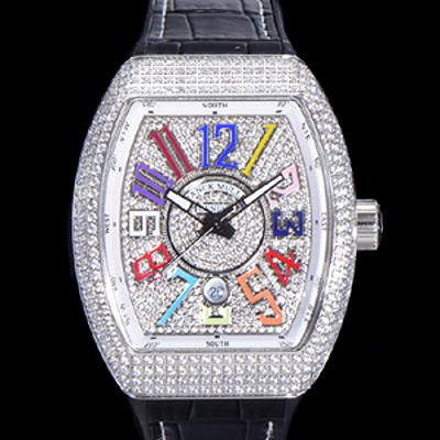 홍콩명품 [프랭크뮬러] 남성용 뱅가드 오토매틱 ETA2824-2 타입 45mm 보석큐빅 가죽줄 보석다이얼 fra10487  