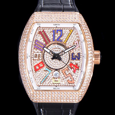 홍콩명품 [프랭크뮬러] 남성용 뱅가드 오토매틱 ETA2824-2 타입 45mm 로즈골드/보석큐빅 가죽줄 보석다이얼 fra30642  