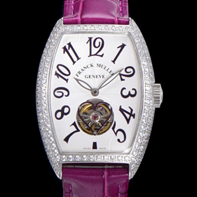홍콩명품 [프랭크뮬러] 여성용 상트레 커백스 오토매틱 보석/다이아 케이스 여성용시계 가죽줄 화이트다이얼  fra38654  