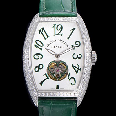 홍콩명품 [프랭크뮬러] 여성용 상트레 커백스 오토매틱 보석/다이아 케이스 여성용시계 가죽줄 화이트다이얼  fra78049  