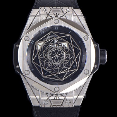 홍콩명품 [휴블렛] 남성용 빅뱅 쌍 블루 티타늄 오토매틱 HUB1213타입 45미리 가죽/우레탄 믹스밴드 블랙다이얼 hub39168  