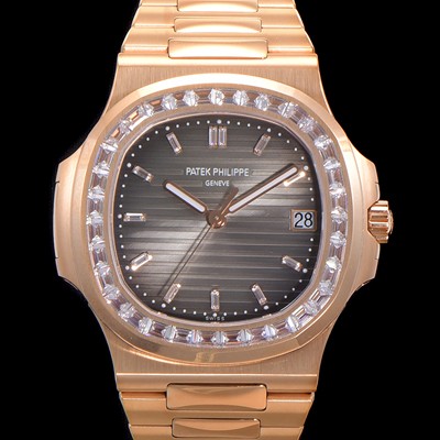 홍콩명품 [파텍필립] 남성용 노틸러스 보석/큐빅 세팅 18k로즈골드 Cal.324 S C타입무브 오토매틱 40미리 브라운다이얼 PAT70650  