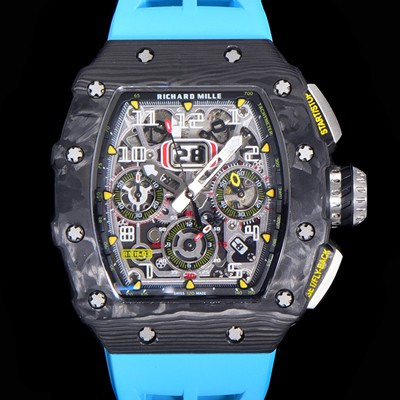 홍콩명품 [리차드밀레] 남성용 플라이백 RM11-03 오버사이즈 데이트 크로노그래프레드 포지드 카본 케이스 스켈레톤 다이얼 오토매틱 무브먼트 RIC08703  