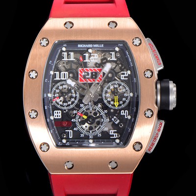 홍콩명품 [리차드밀레] 남성용 RM11 크로노그래프 오토매틱 18K 로즈골드 50미리 스켈래톤 블랙다이얼 RIC08718  