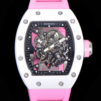 홍콩명품 [리차드밀레] 남성용 RM055 세라믹 제질 수동형 무브먼트 50미리 러버밴드 스켈레톤 다이얼 RIC78448  