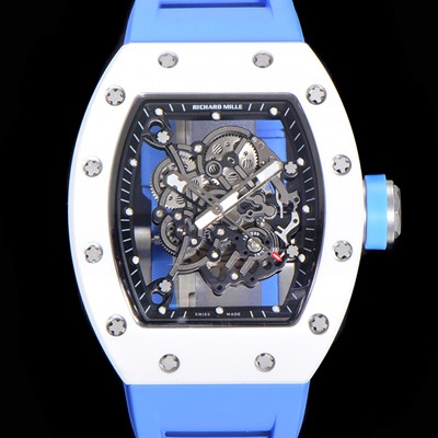 홍콩명품 [리차드밀레] 남성용 RM055 세라믹 제질 수동형 무브먼트 50미리 러버밴드 스켈레톤 다이얼 RIC78473  