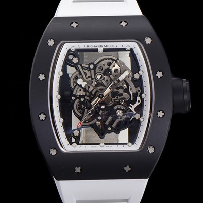 홍콩명품 [리차드밀레] 남성용 RM055 블랙 PVD코딩 스켈레톤 다이얼 러버 스트랩 기계식 수동형 무브먼트 RIC07172  