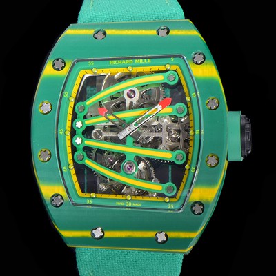 홍콩명품 [리차드밀레] 남성용 리차드밀 RM59-01 요한블랙 투어빌론 카본재질 51mm 스켈레톤 다이얼 오토매틱 무브먼트 RIC01414  