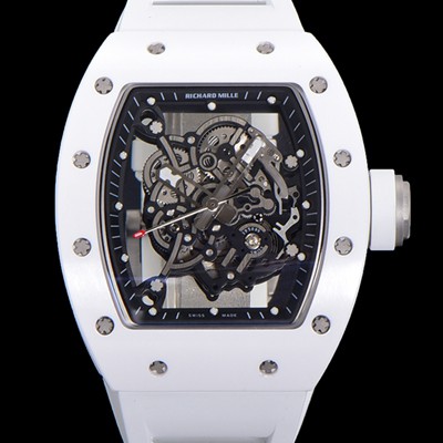 홍콩명품 [리차드밀레] 남성용 RM055 세라믹 제질 수동형 무브먼트 50미리 러버밴드 스켈레톤 다이얼 RIC00117  
