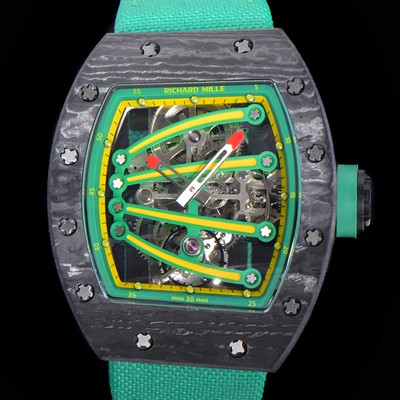 홍콩명품 [리차드밀레] 남성용 리차드밀 RM59-01 요한블랙 투어빌론 카본재질 51mm 스켈레톤 다이얼 오토매틱 무브먼트 RIC01421  