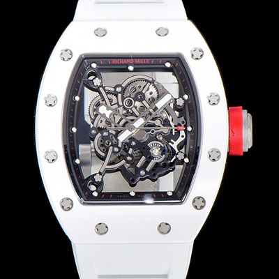 홍콩명품 [리차드밀레] 남성용 RM055 세라믹 제질 수동형 무브먼트 50미리 러버밴드 스켈레톤 다이얼 RIC02465  