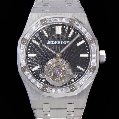 홍콩명품 [오데마피게] 남성용 로얄오크 Calibre 2924 투어빌론/수동기계식 41미리 금장 18K로즈골드 블랙다이얼 AUD75252  