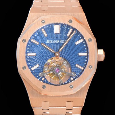 홍콩명품 [오데마피게] 남성용 로얄오크 Calibre 2924 투어빌론/수동기계식 41미리 금장 18K로즈골드 블랙다이얼 AUD75254  