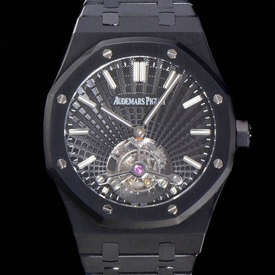 홍콩명품 [오데마피게] 남성용 로얄오크 Calibre 2924 투어빌론/수동기계식 41미리 금장 18K로즈골드 블랙다이얼 AUD75258  
