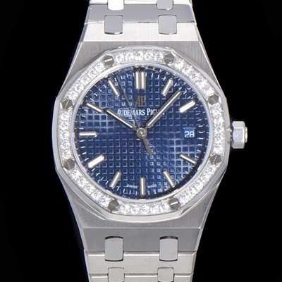 홍콩명품 [오데마피게] 여성용 로얄오크 점보 엑스트라씬 오토매틱 34미리 블루다이얼 AUD87437  
