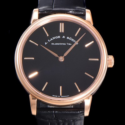 홍콩명품 [아랑게운트죄네] 남성용 색소니아 씬 211.033 랑게 39미리 18k 로즈골드 블랙 다이얼 오토매틱 무브먼트 LAN40879  