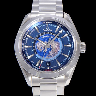 홍콩명품 [오메가] 남성용 씨마스터 220.10.43.22.03.001 아쿠아테라 150미터 GMT 오토매틱 월드타이머 43미리 메탈줄 블루다이얼 OMG23495  