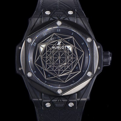 홍콩명품 [휴블렛] 남성용 빅뱅 쌍 블루 티타늄 PVD 오토매틱 HUB1213타입 45미리 가죽/우레탄 믹스밴드 블랙다이얼 hub38783  