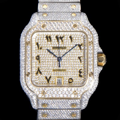 홍콩명품 [까르띠에] 남성용 산토스 쥬얼 다이아몬드 셋팅 베젤 40mm 큐빅/보석 다이얼 오토매틱 무브먼트 CAR40206  