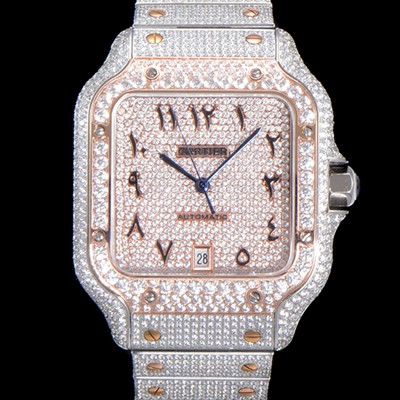 홍콩명품 [까르띠에] 남성용 산토스 쥬얼 다이아몬드 셋팅 베젤 40mm 큐빅/보석 다이얼 오토매틱 무브먼트 CAR45690  