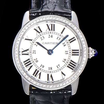 홍콩명품 [까르띠에] 여성용 롱드 더 솔로 WR000251  쿼츠 므브먼트 29미리 큐빅베젤 악어가죽줄 화이트다이얼 CAR11542  