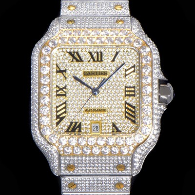 홍콩명품 [까르띠에] 남성용 산토스 쥬얼 다이아몬드 셋팅 베젤 40mm 큐빅/보석 다이얼 오토매틱 무브먼트 CAR40437  