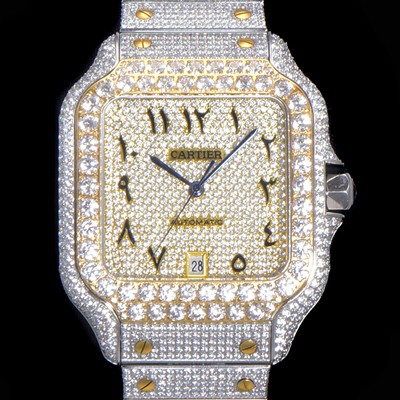 홍콩명품 [까르띠에] 남성용 산토스 쥬얼 다이아몬드 셋팅 베젤 40mm 큐빅/보석 다이얼 오토매틱 무브먼트 CAR40439  