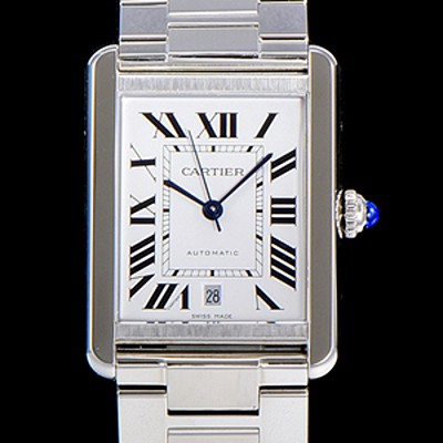 홍콩명품 [까르띠에] 남성용 탱크 솔로 W5200028 로마 인덱스 40mm 화이트 다이얼 오토매틱 스틸 CAR09969  