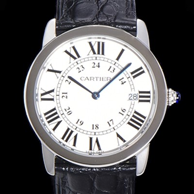 홍콩명품 [까르띠에] 남여공용 롱드 더 솔로 W6700255  쿼츠 므브먼트 36미리 악어가죽줄 화이트다이얼 CAR11553  