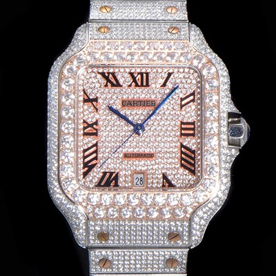 홍콩명품 [까르띠에] 남성용 산토스 쥬얼 다이아몬드 셋팅 베젤 40mm 큐빅/보석 다이얼 오토매틱 무브먼트 CAR40442  