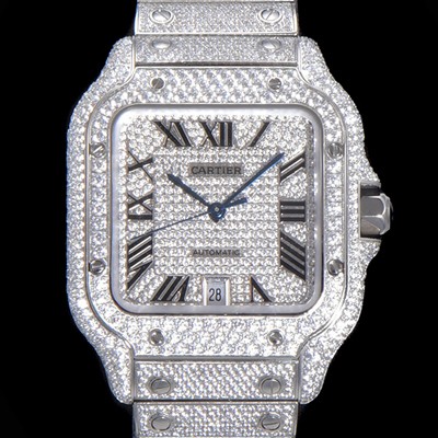 홍콩명품 [까르띠에] 남성용 산토스 쥬얼 다이아몬드 셋팅 베젤 40mm 큐빅/보석 다이얼 오토매틱 무브먼트 CAR40192  