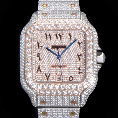 홍콩명품 [까르띠에] 남성용 산토스 쥬얼 다이아몬드 셋팅 베젤 40mm 큐빅/보석 다이얼 오토매틱 무브먼트 CAR40444  