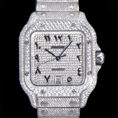 홍콩명품 [까르띠에] 남성용 산토스 쥬얼 다이아몬드 셋팅 베젤 40mm 큐빅/보석 다이얼 오토매틱 무브먼트 CAR40195  